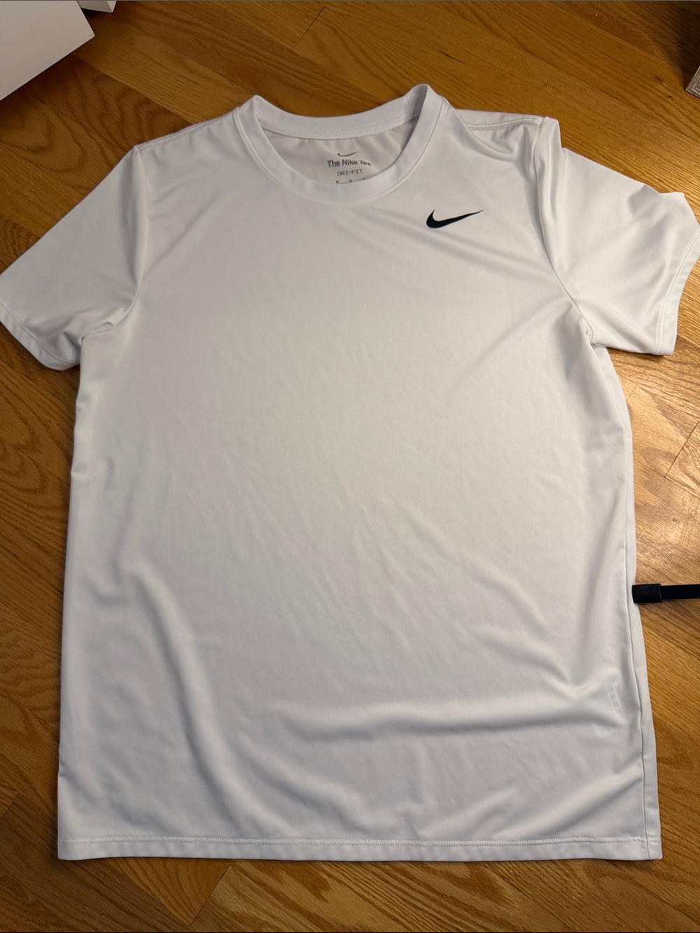 Nike White Short Sleeve Dri-FIT Crew Tee with Black Swoosh